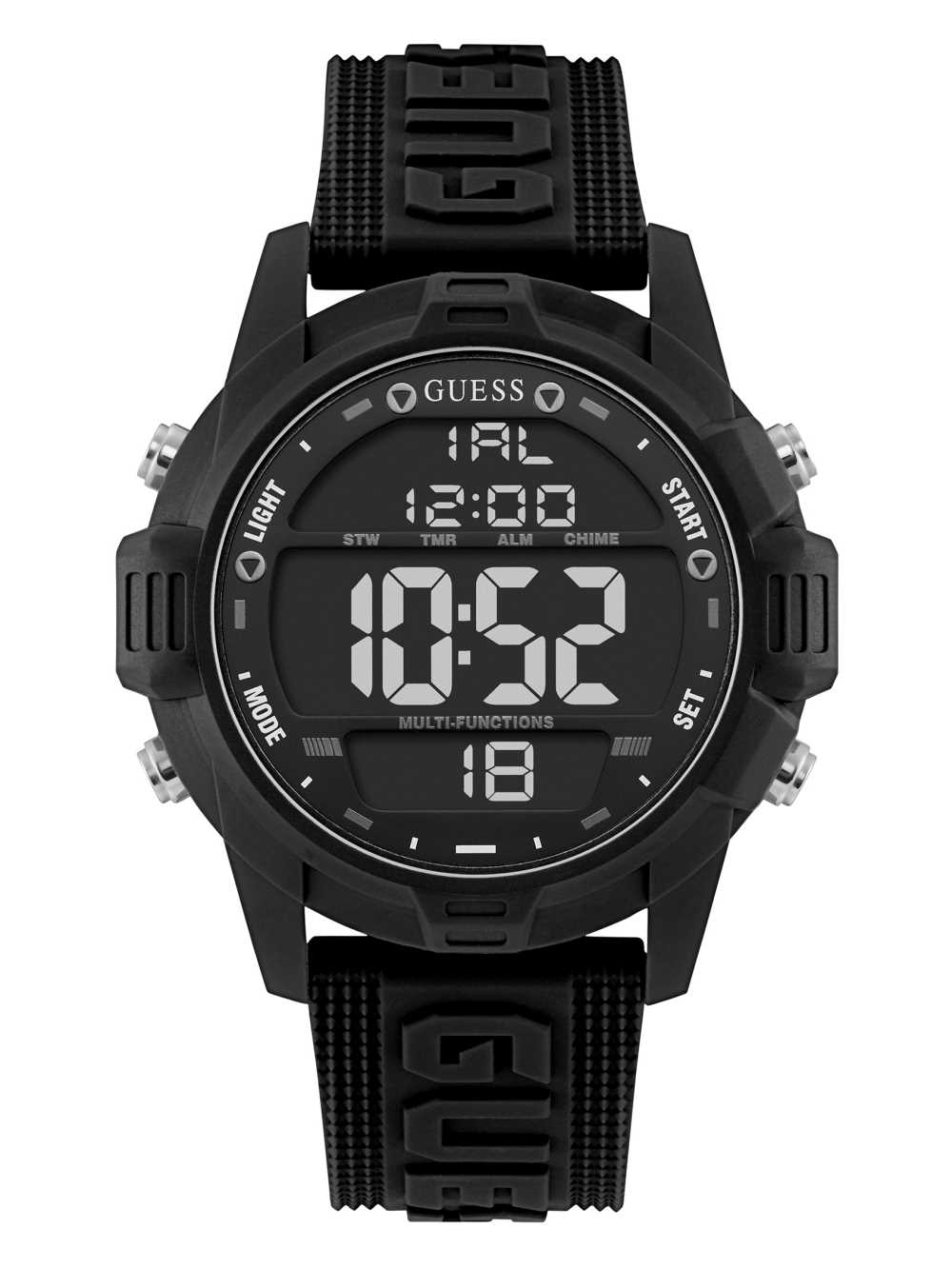 Black Men\'s Guess Oversized Black Silicone Analog and Digital Watches Australia Sale | 298VQSKYG