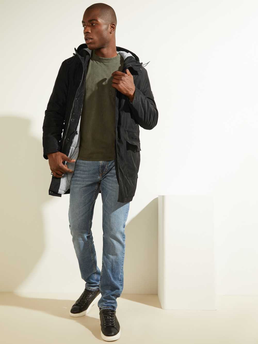 Black Men's Guess Softshell Utility Parka Jackets Australia Sale | 490NAGWMD