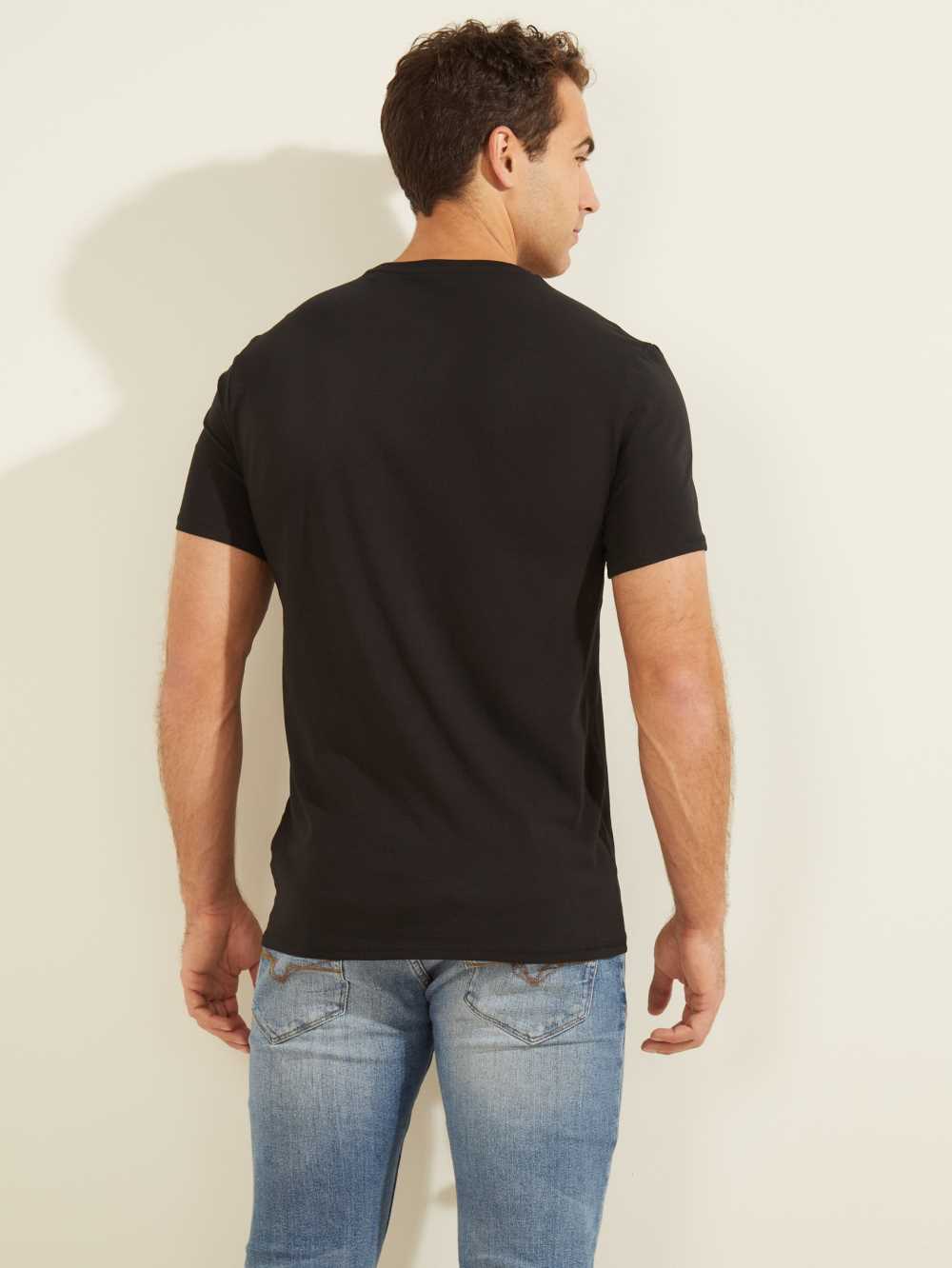 Black Men's Guess Splash T-shirt Australia Sale | 640LNDPJG