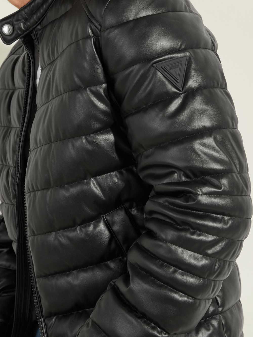 Black Men's Guess Stretch Puffer Jackets Australia Sale | 701OZDEAG