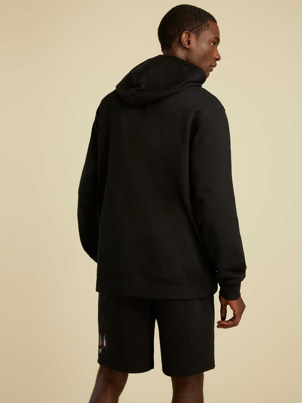 Black Men's Guess Summer Games Logo Hoodie Australia Sale | 458EXGFBW