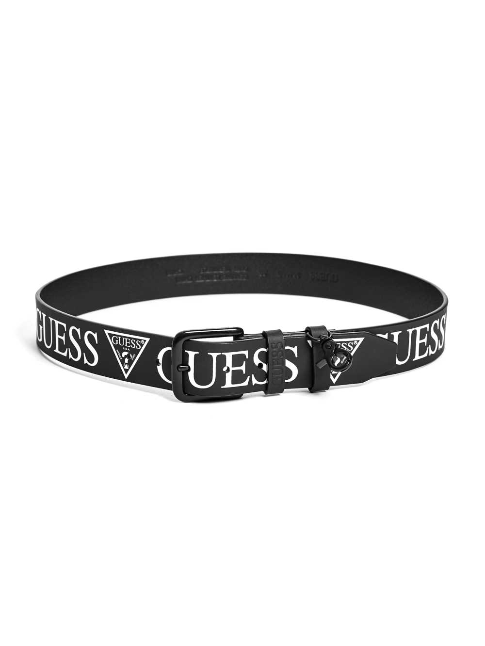 Black Wash Men\'s Guess Logo-Print Belts Australia Sale | 081JMAIYG