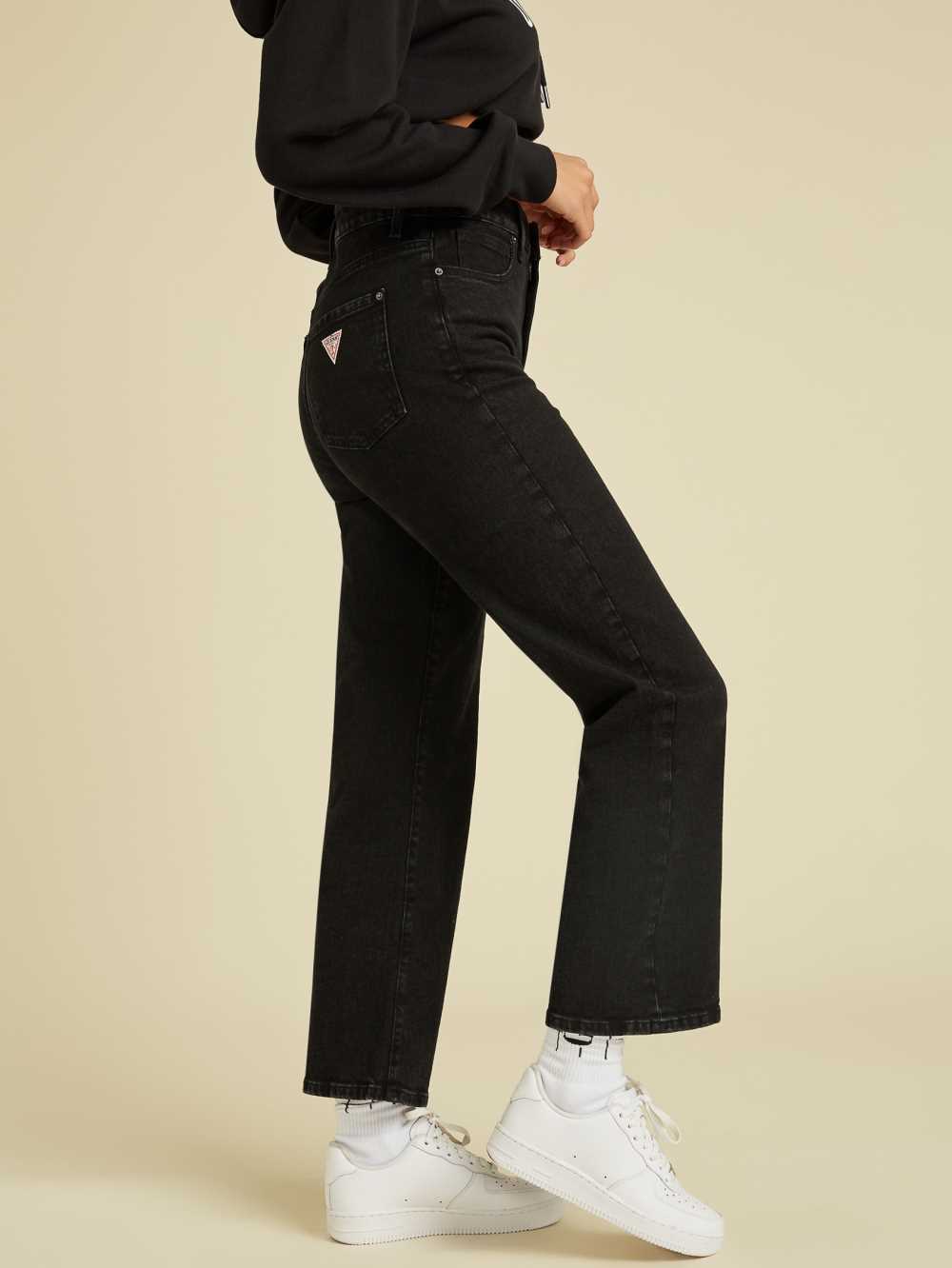 Black Wash Women's Guess Originals Cropped Mom Jeans Australia Sale | 631TQWKPL