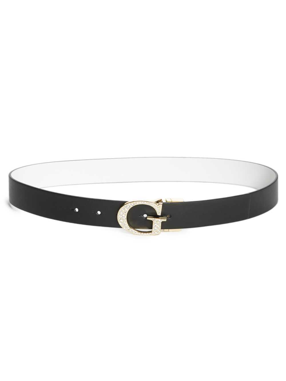 Black Wash Women's Guess Reversible Rhinestone G-Buckle Belts Australia Sale | 381YFGMJH