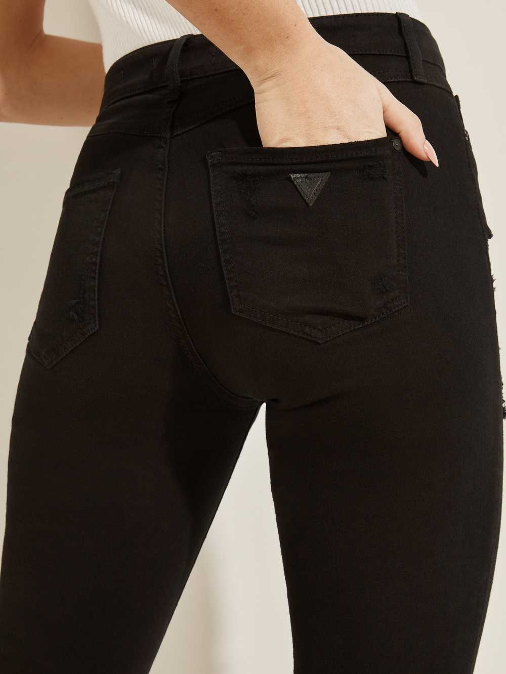 Black Women's Guess 1981 Destroyed High-Rise Skinny Jeans Australia Sale | 745VWQEUI