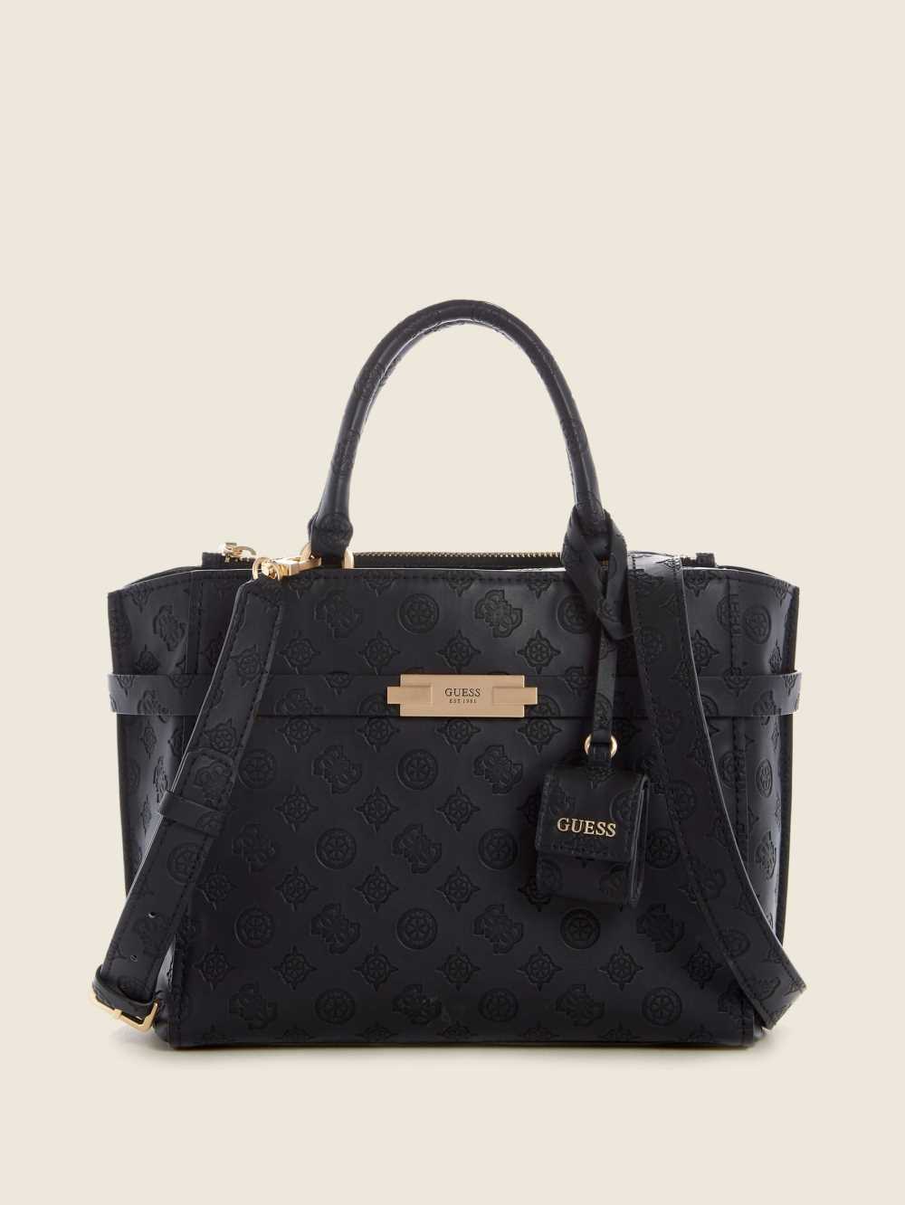 Black Women\'s Guess Bea Society Satchel Bags Australia Sale | 839NHYROV