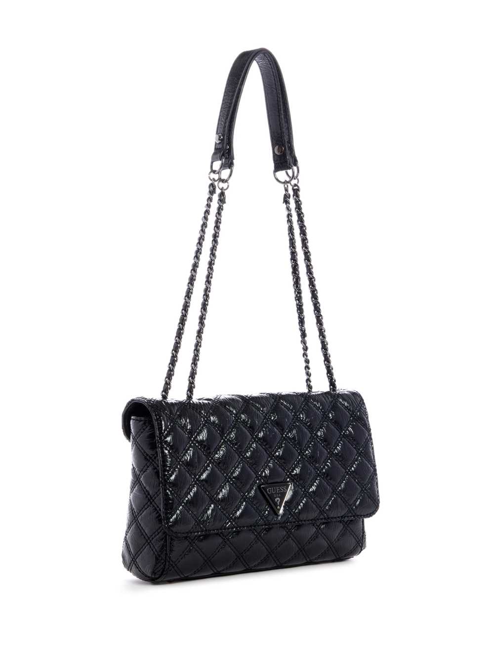 Black Women's Guess Cessily Quilted Convertible Crossbody Bags Australia Sale | 631UCTSVP