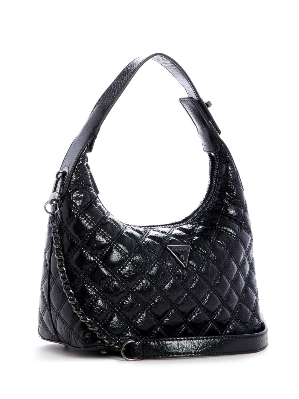 Black Women's Guess Cessily Quilted Hobo Bag Shoulder Bags Australia Sale | 201AGHZXW