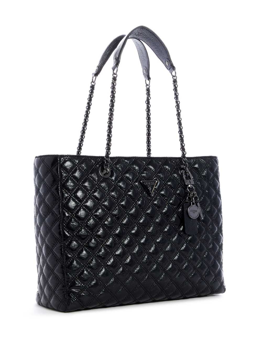 Black Women's Guess Cessily Quilted Tote Bags Australia Sale | 602KRFTLN