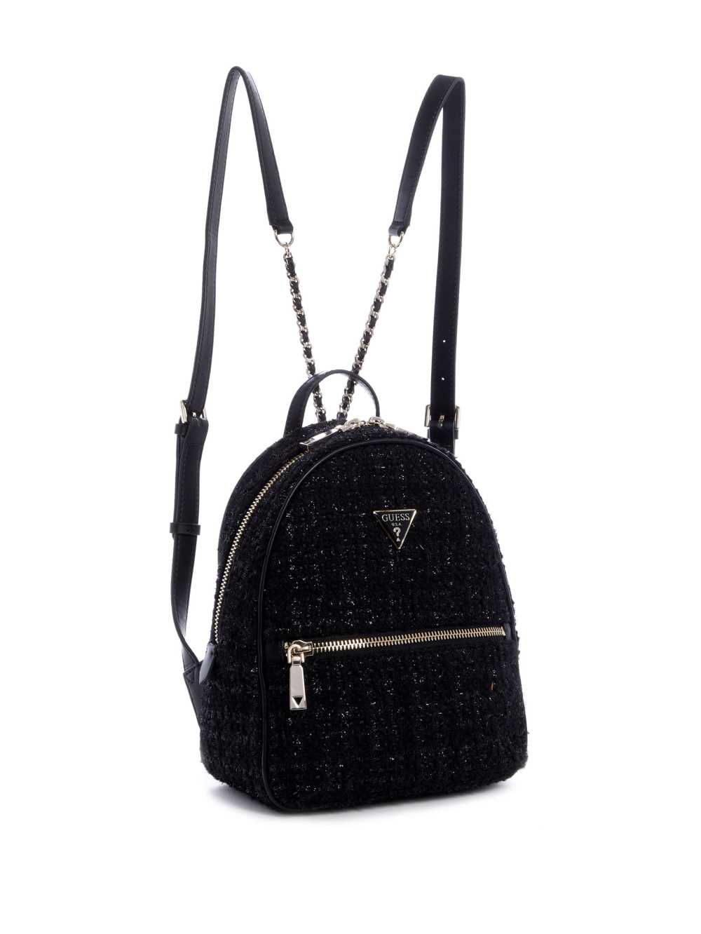 Black Women's Guess Cessily Velvet Backpack Australia Sale | 982ZLYDUS