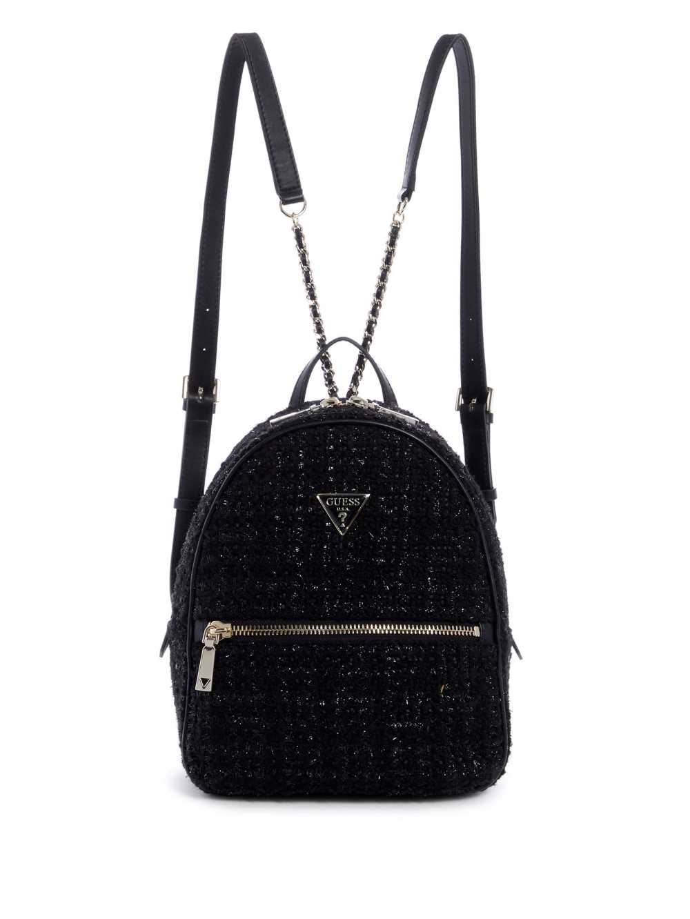 Black Women\'s Guess Cessily Velvet Backpack Australia Sale | 982ZLYDUS