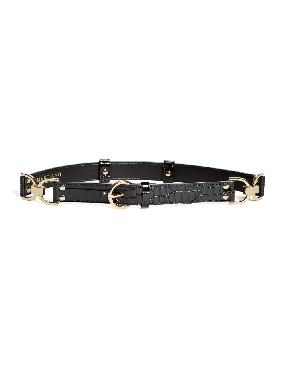 Black Women\'s Guess Crocodile Hardware Belts Australia Sale | 923UTCBLV