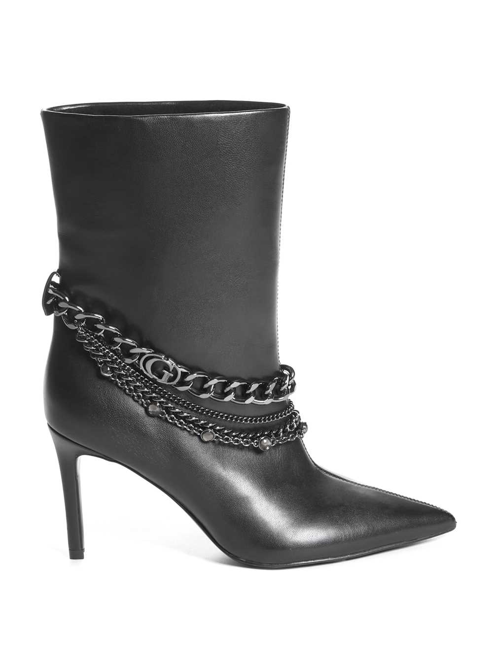 Black Women's Guess Dasilde Chain Booties Australia Sale | 316ADNXSO