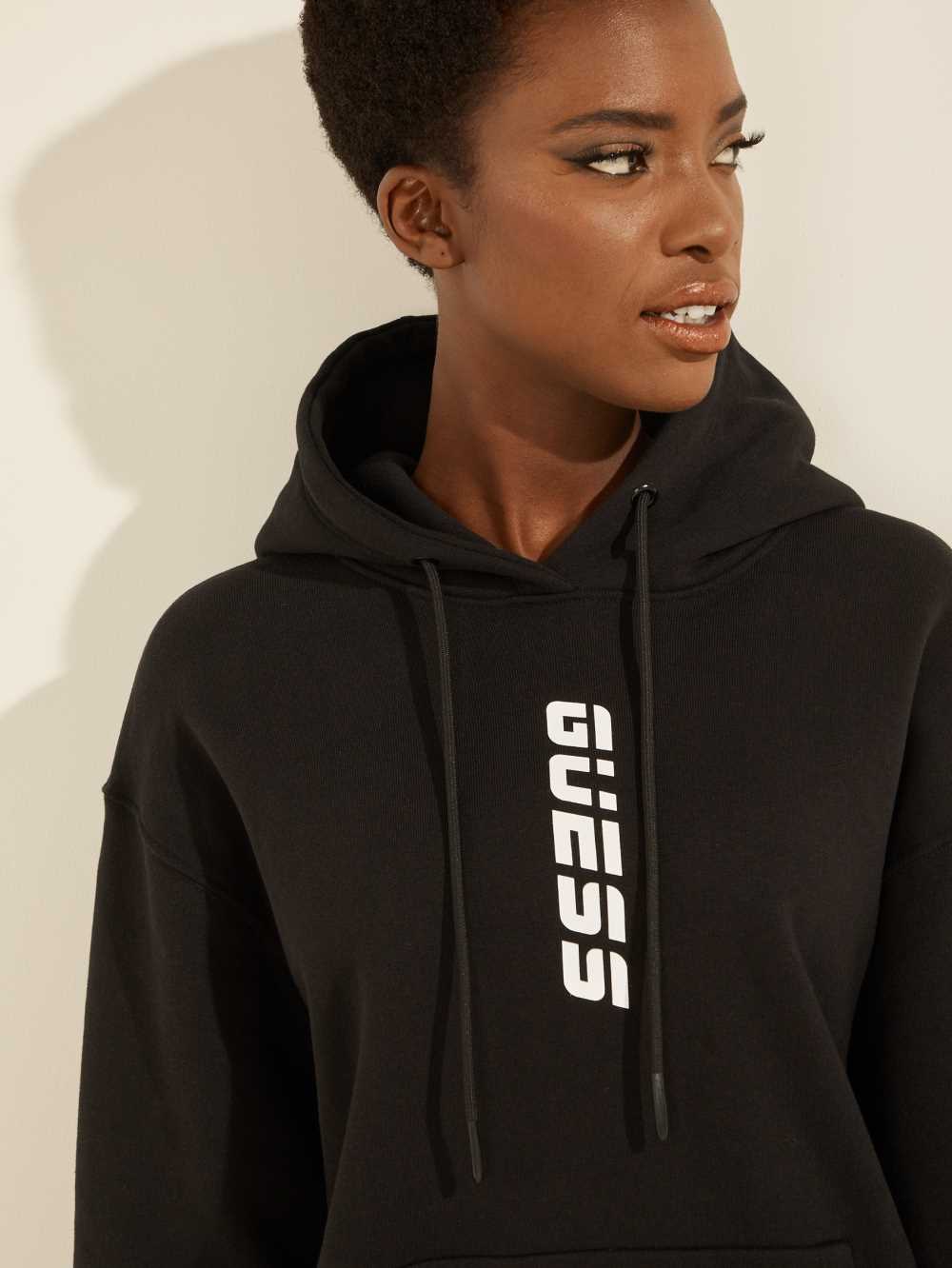 Black Women's Guess Eco Alisha Hooded Sweatshirt Australia Sale | 493JCTRIB