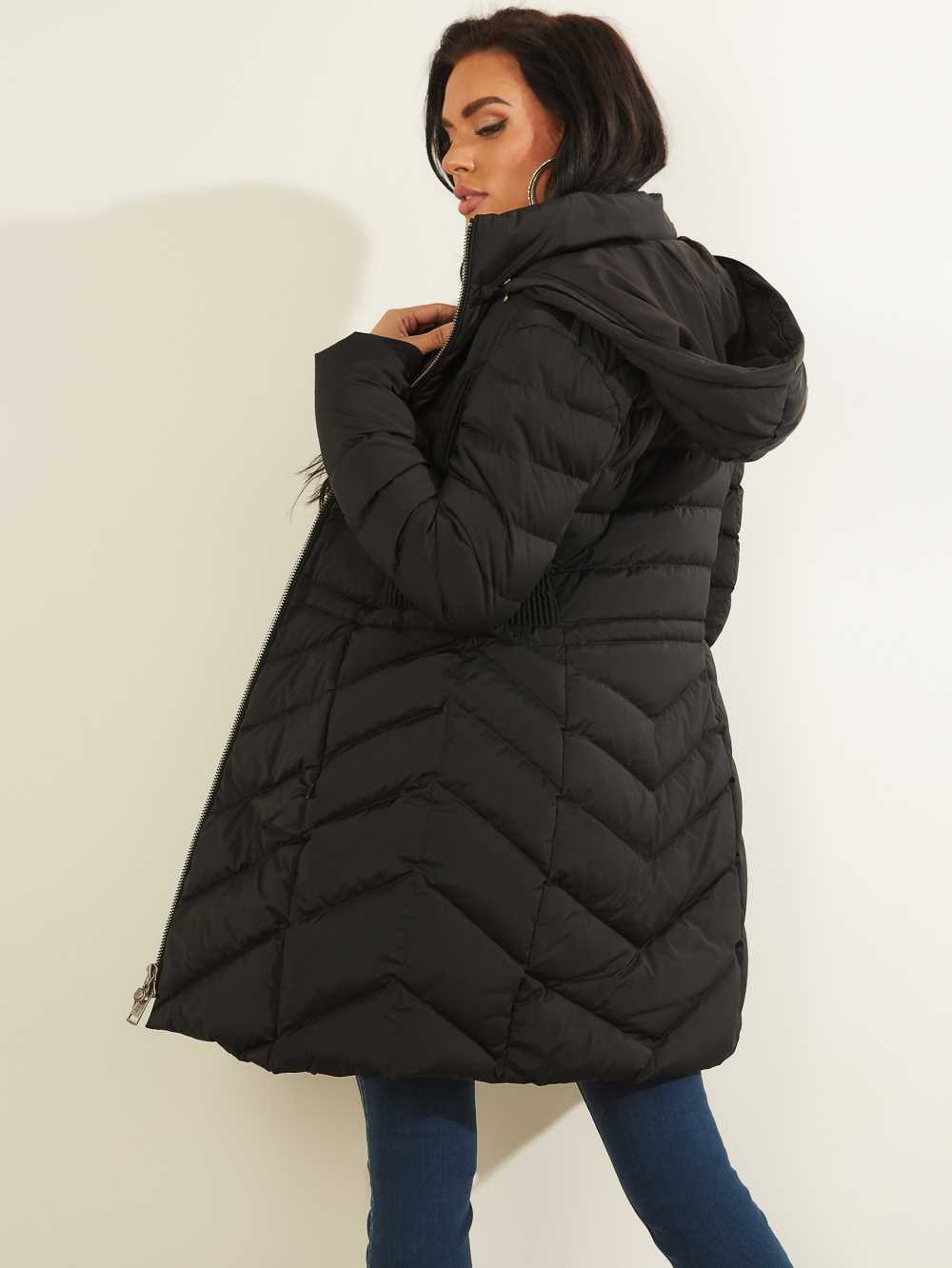 Black Women's Guess Eco Cecilia Down Puffer Coats Australia Sale | 587QHWEUO