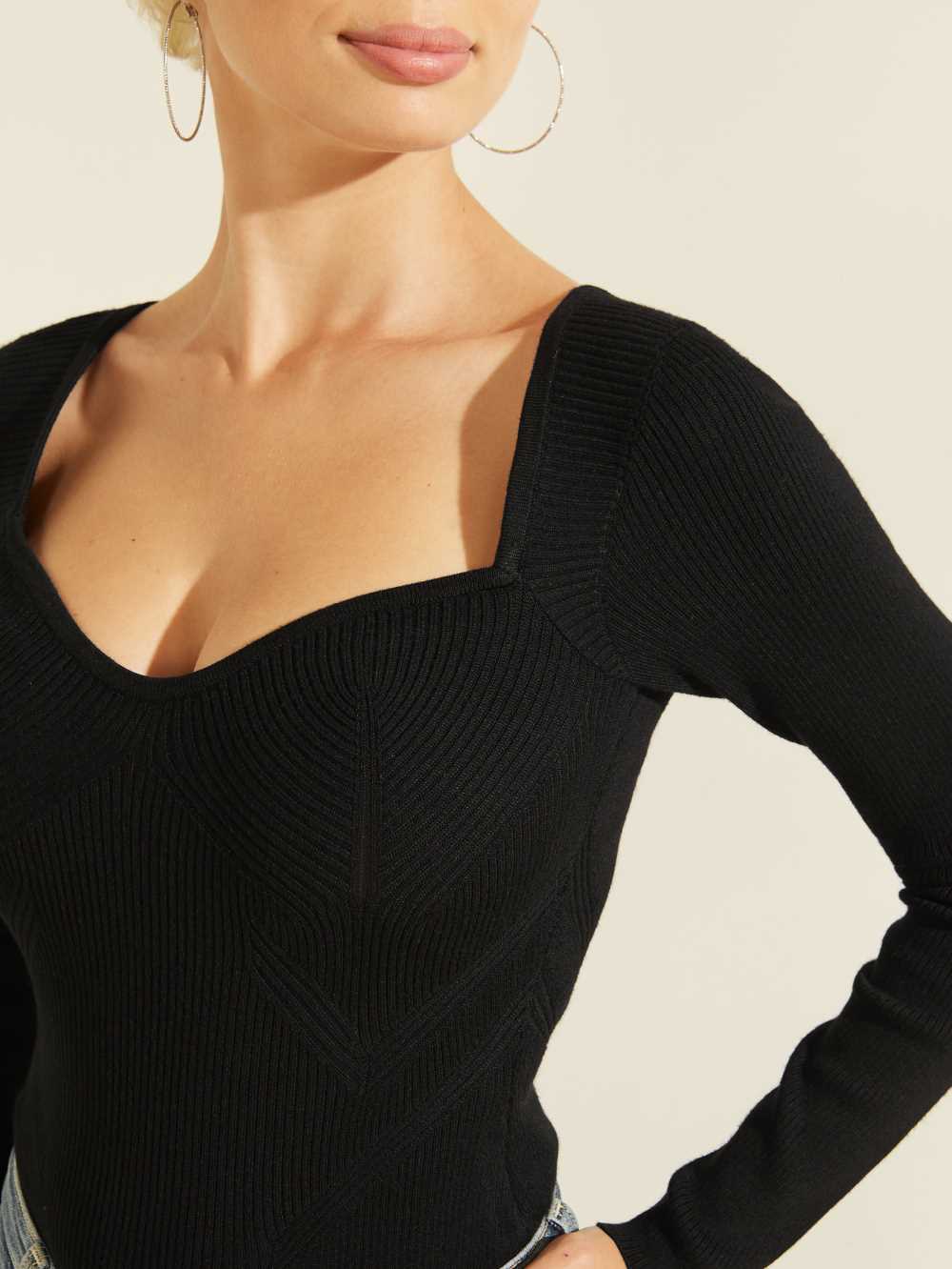 Black Women's Guess Eco Isabella Ribbed Bodysuit Australia Sale | 980FRXMQY