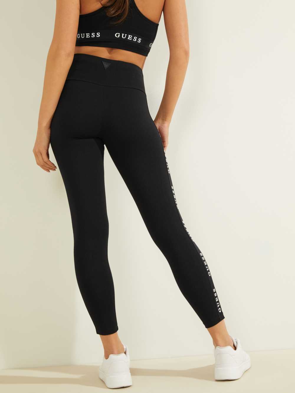 Black Women's Guess Eco Logo Tape Leggings Australia Sale | 480OMHDVY