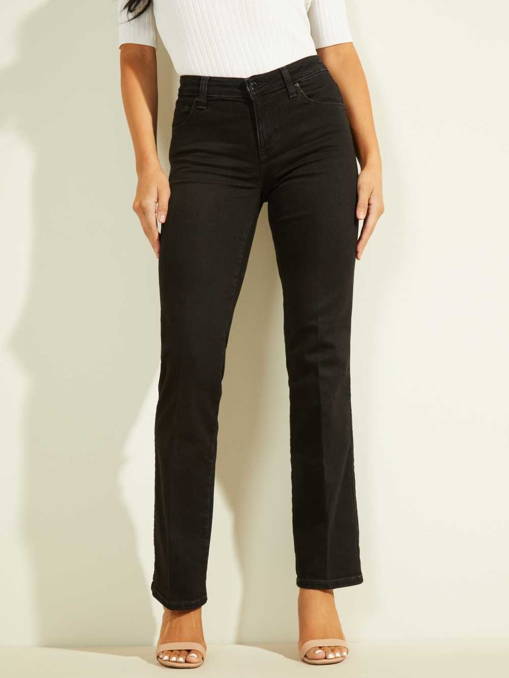 Black Women\'s Guess Eco Mid-Rise Sexy Straight Leg Jeans Australia Sale | 103ZRVQNJ