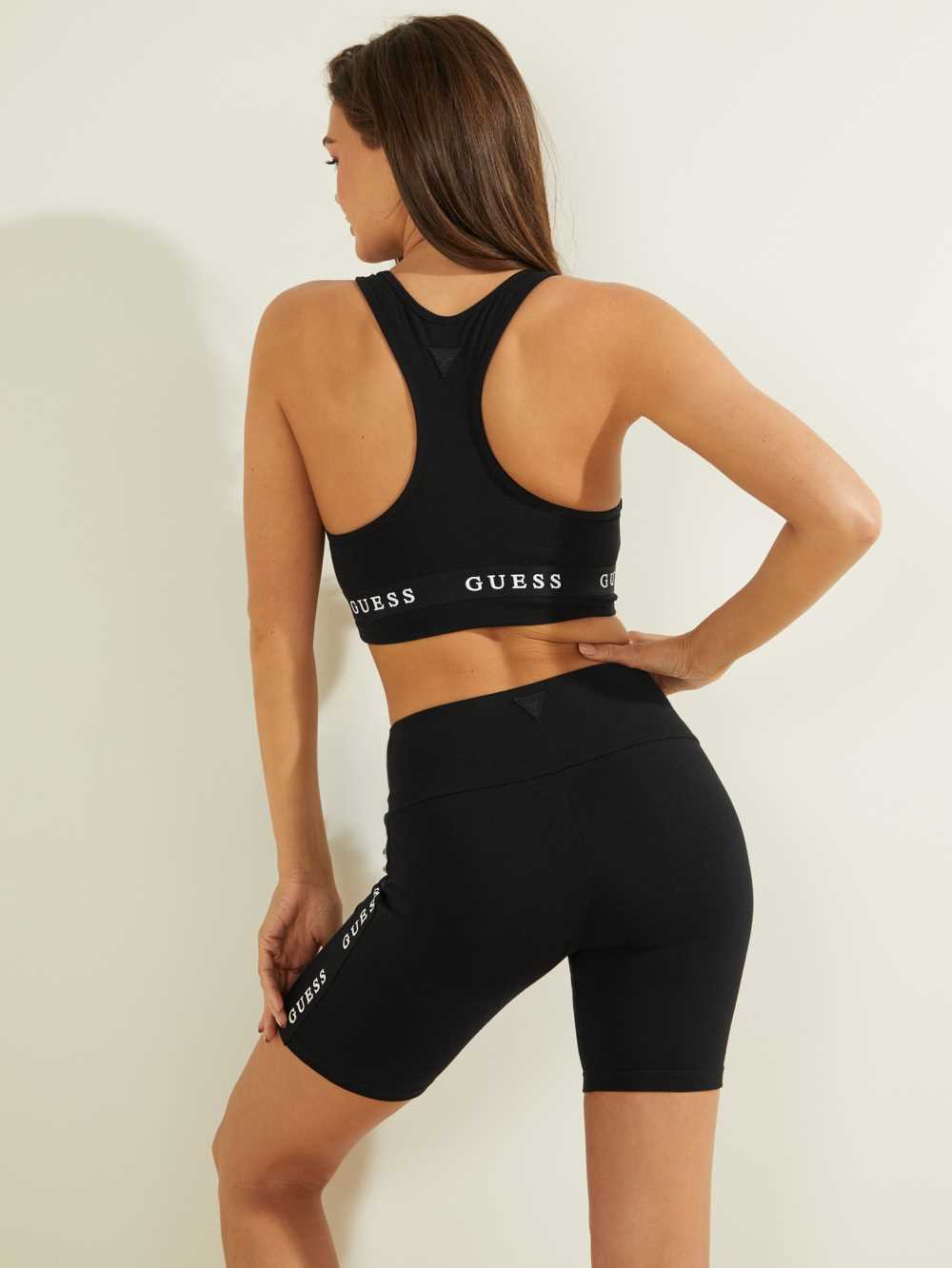 Black Women's Guess Eco Racerback Sports Bras Australia Sale | 271LMNEAT