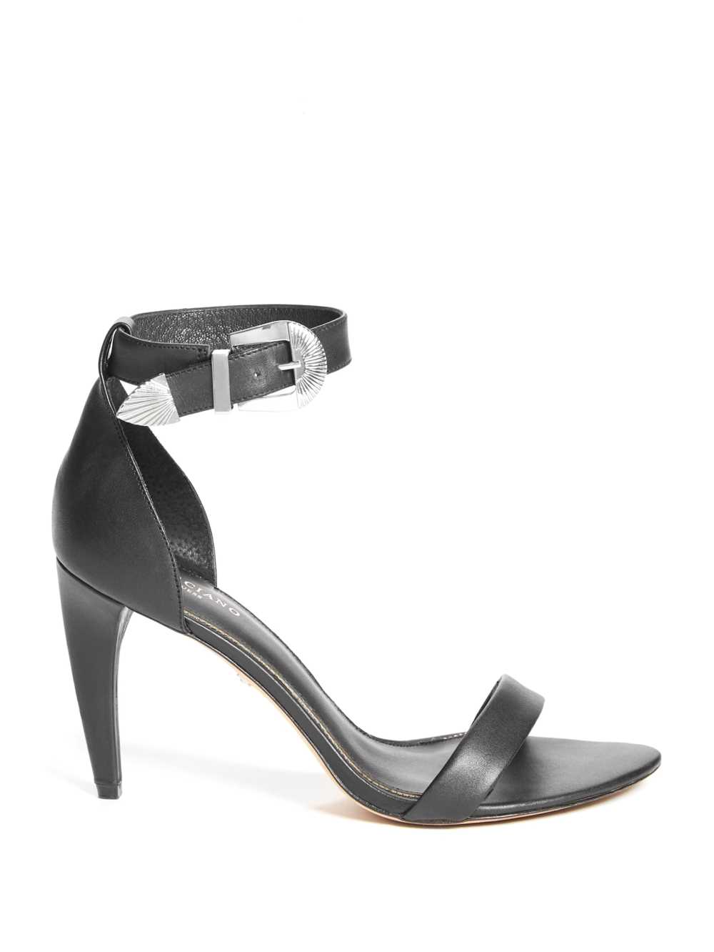 Black Women's Guess Elin Buckle Heels Sandals Australia Sale | 543EZLXJT