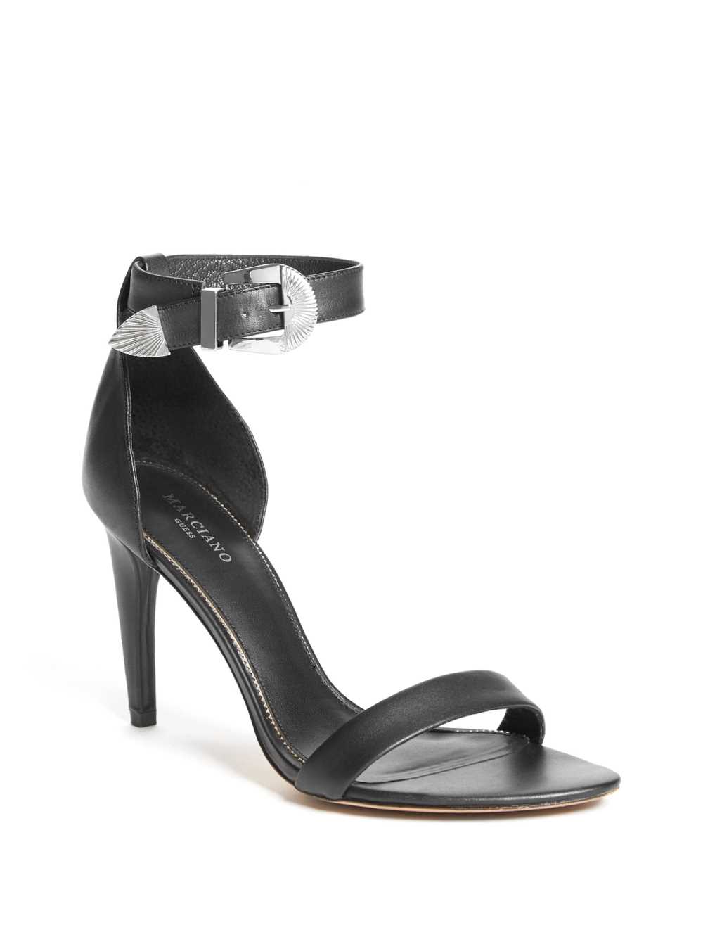 Black Women\'s Guess Elin Buckle Heels Sandals Australia Sale | 543EZLXJT