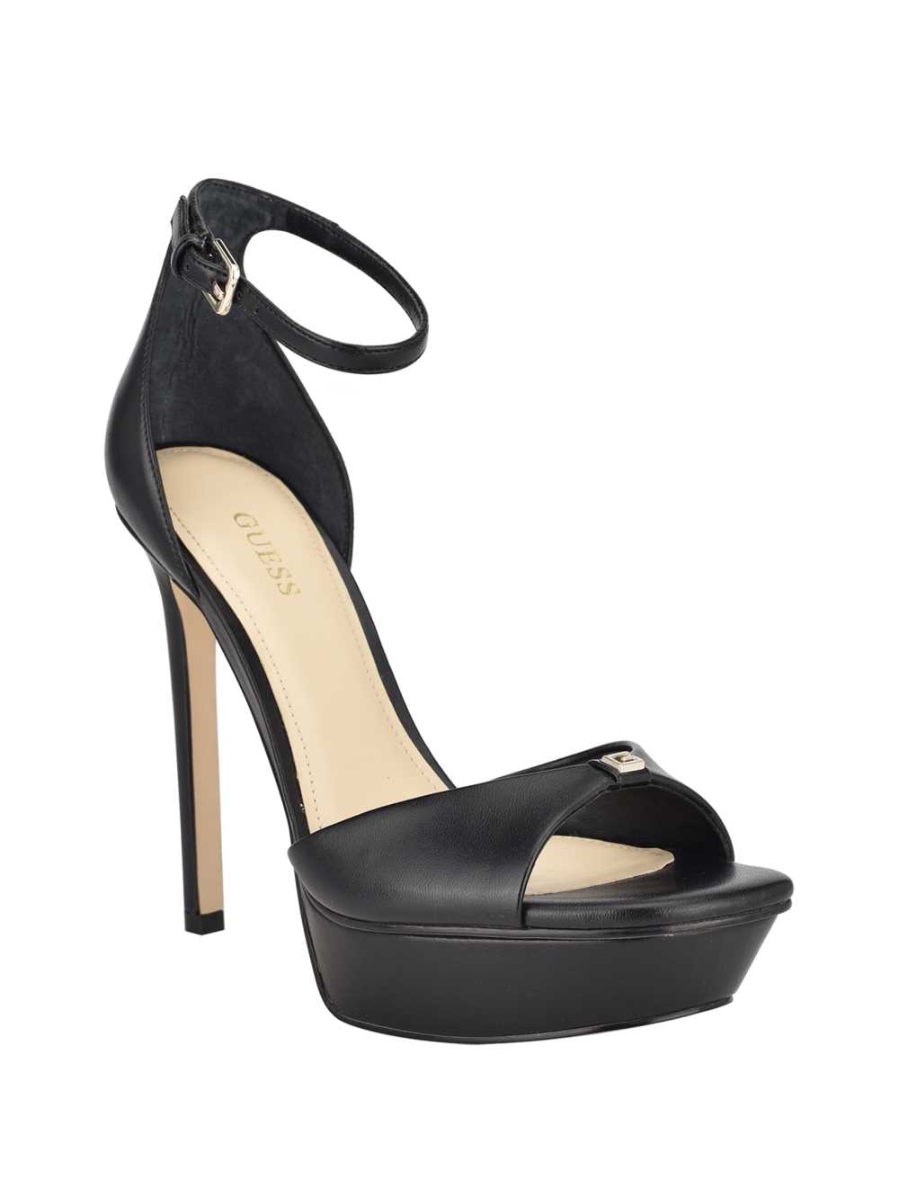 Black Women\'s Guess Ellsyn Peep-Toe Stilettos Heels Sandals Australia Sale | 357XVFAPW