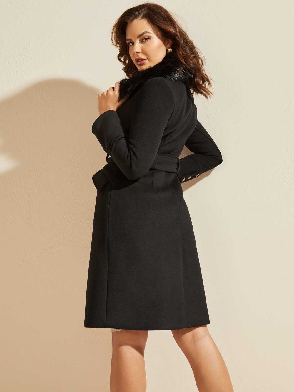 Black Women's Guess Elly Wool Coats Australia Sale | 652PFKHES