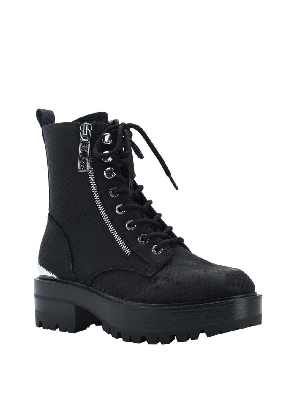 Black Women\'s Guess Fearne Combat Boots Australia Sale | 147NBMYUG