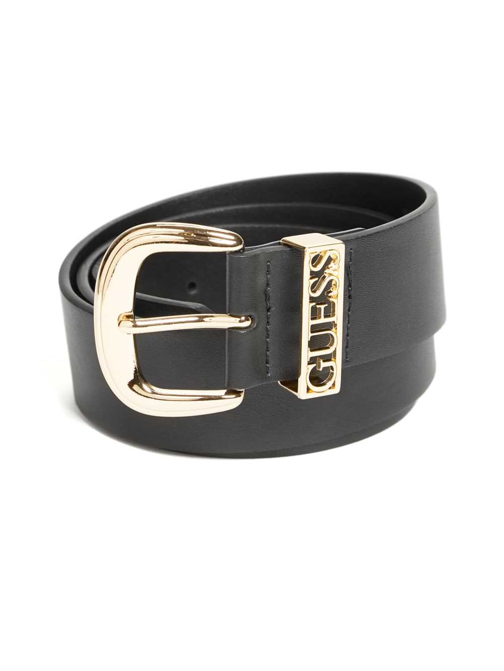 Black Women\'s Guess Gold Logo Block Belts Australia Sale | 059MRSTUO