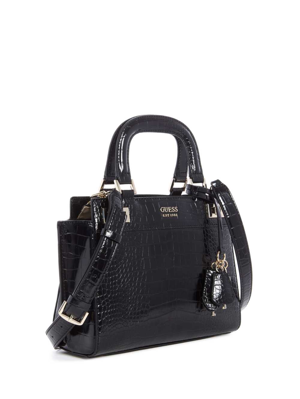 Black Women's Guess Katey Girlfriend Satchel Bags Australia Sale | 043UYPERA