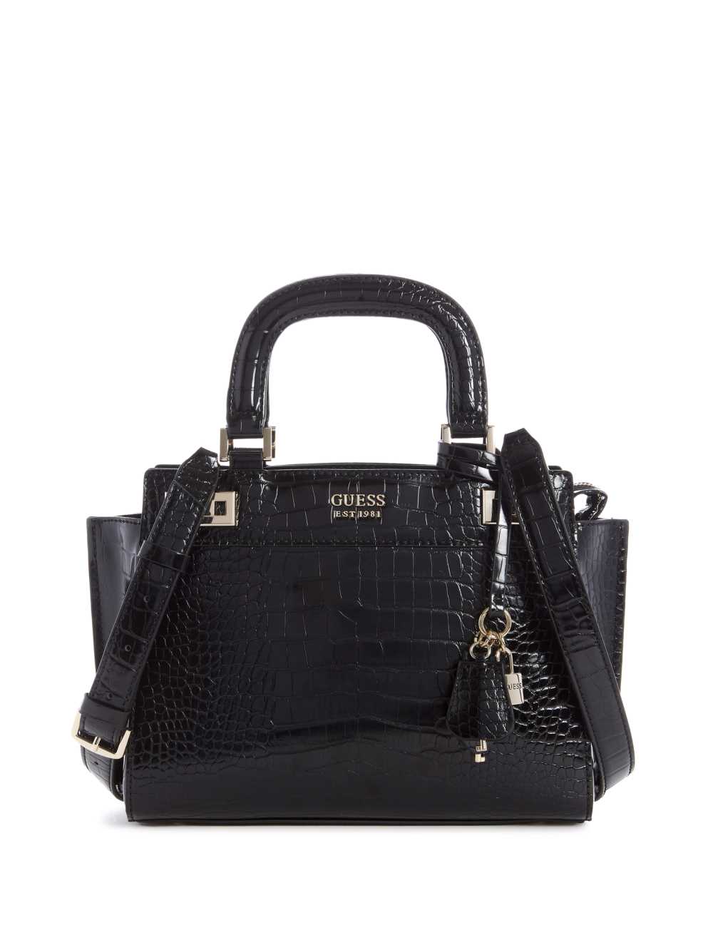 Black Women\'s Guess Katey Girlfriend Satchel Bags Australia Sale | 043UYPERA