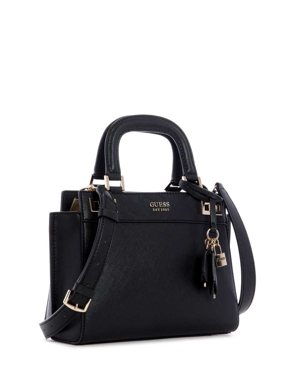 Black Women's Guess Katey Girlfriend Satchel Bags Australia Sale | 326XTPOWF