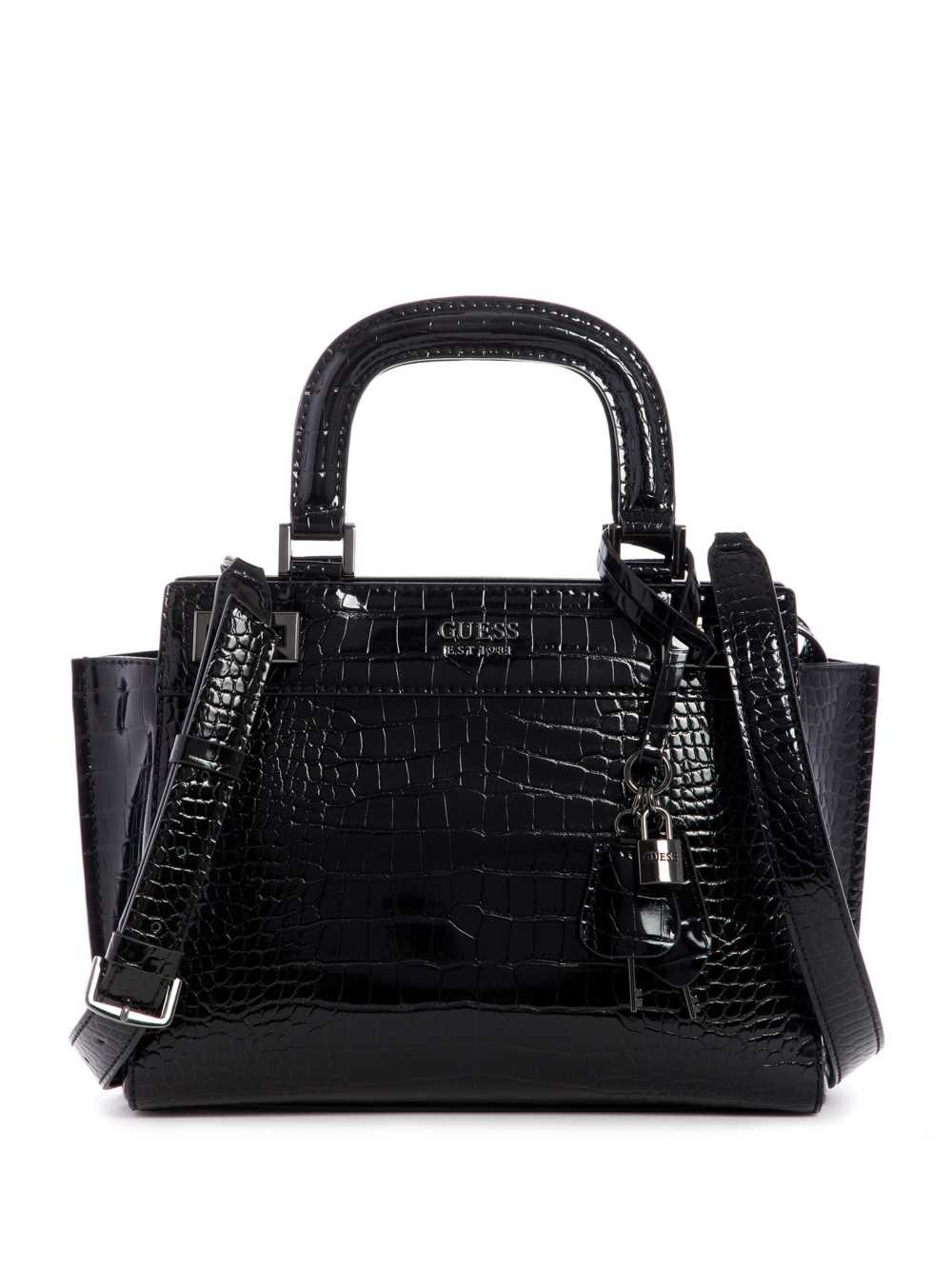 Black Women\'s Guess Katey Girlfriend Satchel Bags Australia Sale | 701HYFNWR