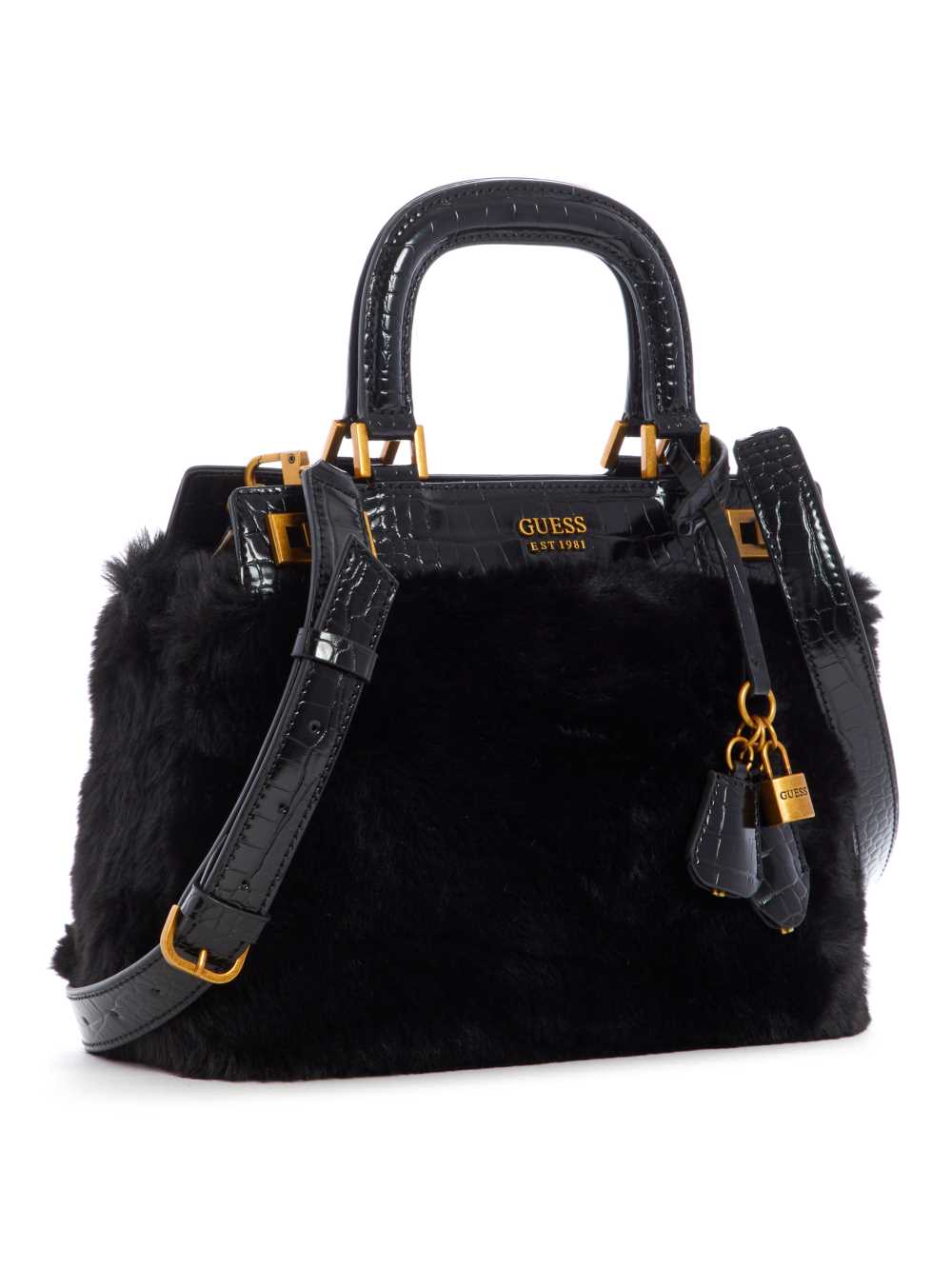 Black Women's Guess Katey Luxe Satchel Bags Australia Sale | 972EUVARM