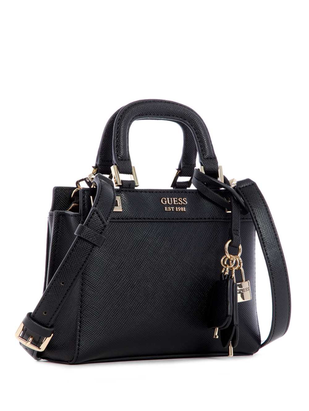 Black Women's Guess Katey Mini Satchel Bags Australia Sale | 287IQDUTX