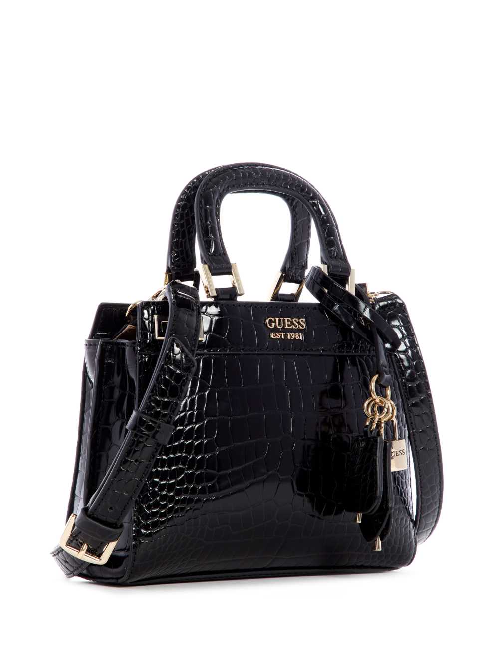 Black Women's Guess Katey Mini Satchel Bags Australia Sale | 963SICVXG