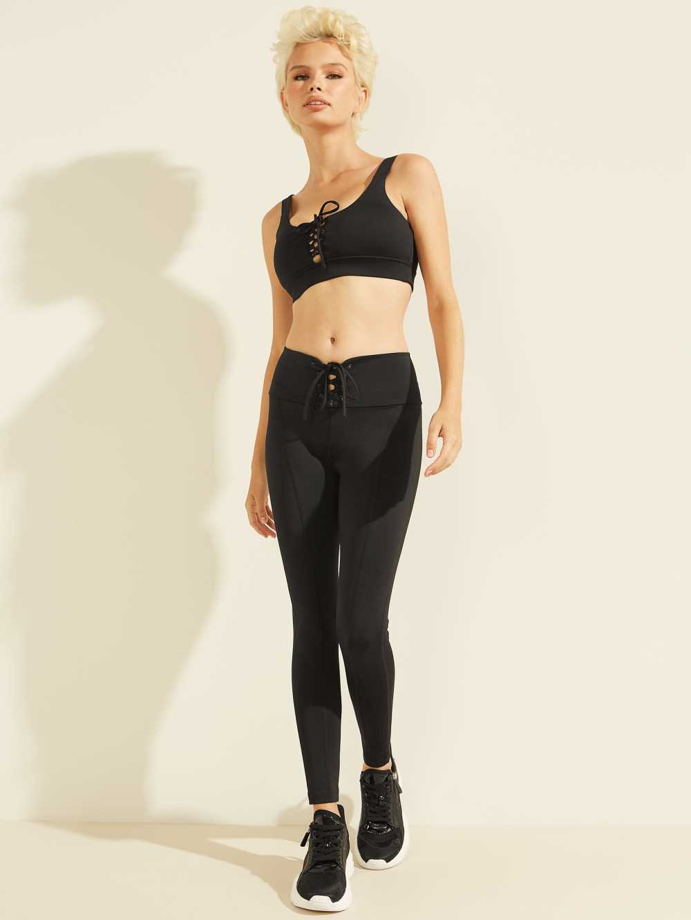 Black Women's Guess Lace-Up Leggings Australia Sale | 735GEPLID