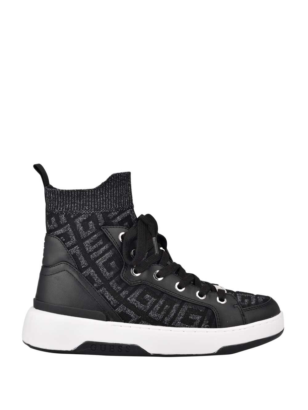 Black Women's Guess Manney Knit Logo High-Top Sneakers Australia Sale | 508UJTFEB