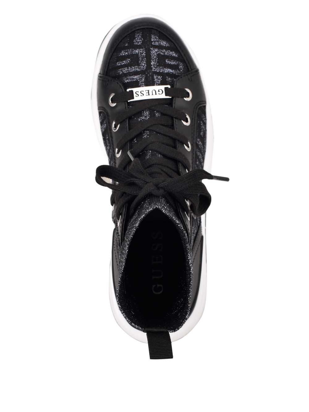 Black Women's Guess Manney Knit Logo High-Top Sneakers Australia Sale | 508UJTFEB