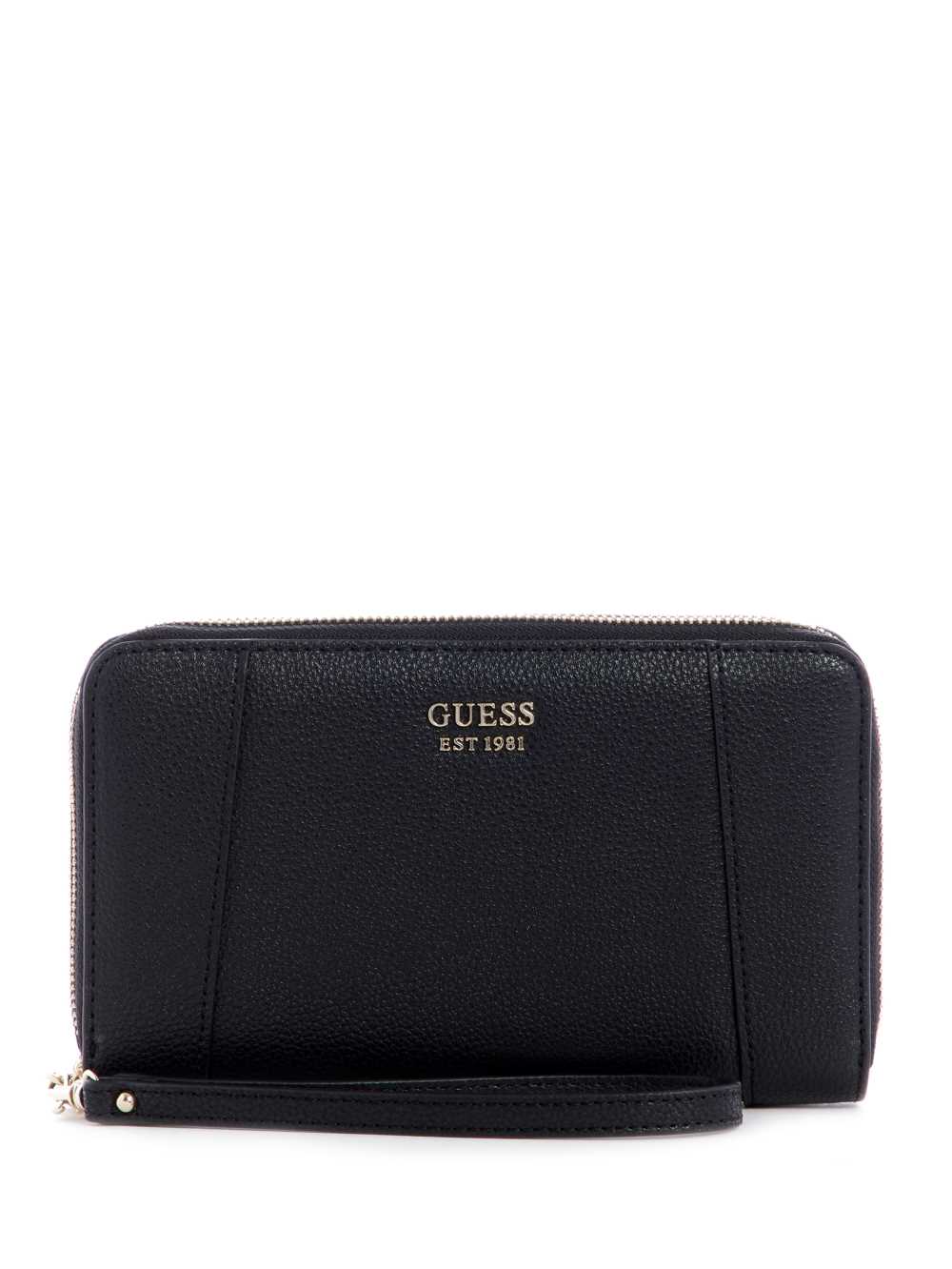 Black Women\'s Guess Naya Double Zip Wristlet Wallets Australia Sale | 081LNTAKB