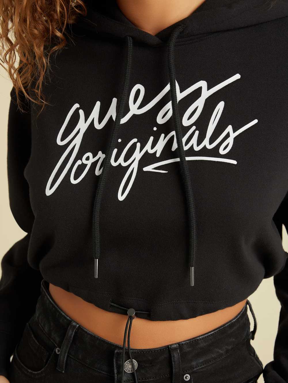 Black Women's Guess Originals Cropped Hoodie Australia Sale | 172BQUTMJ