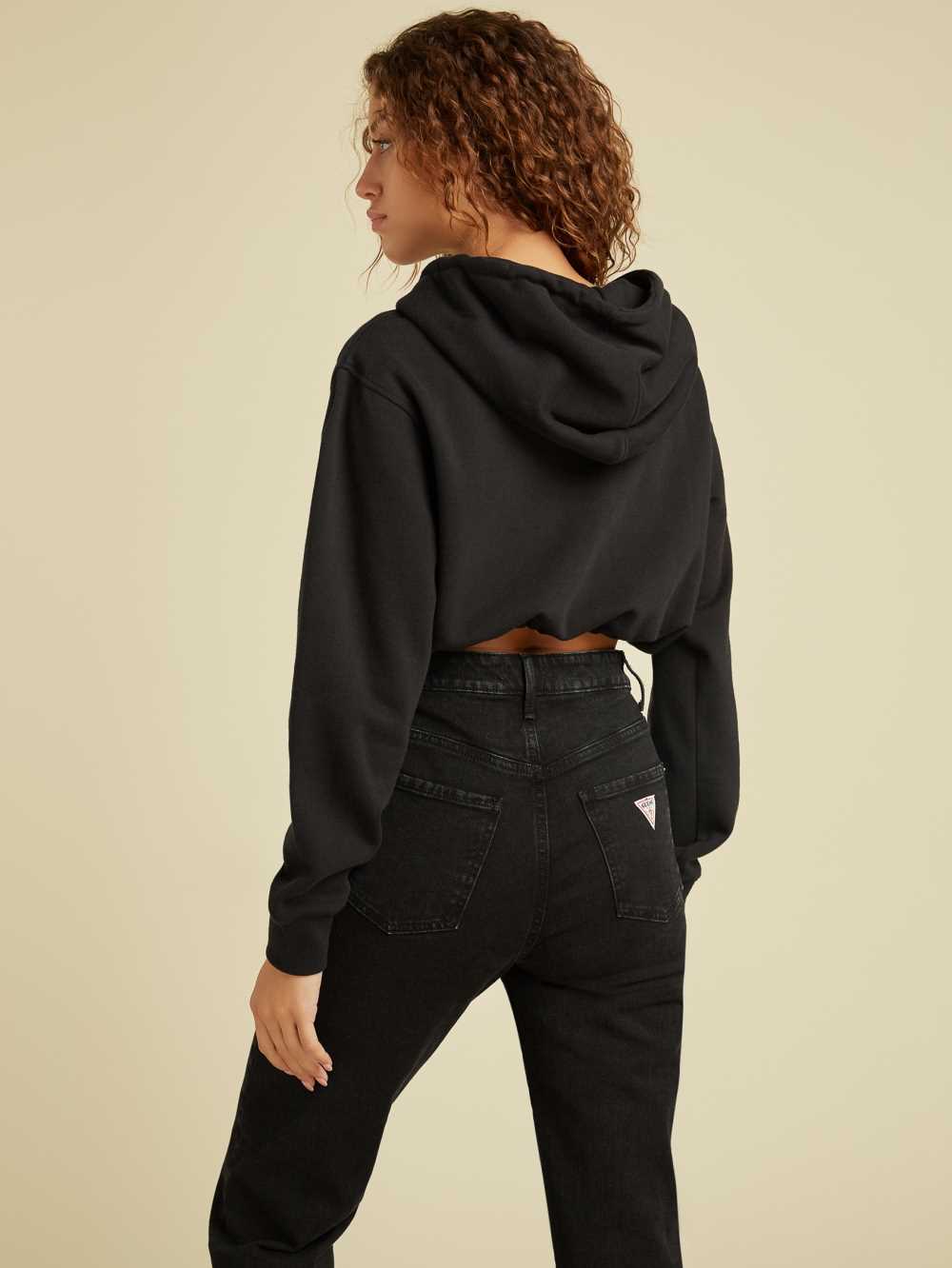 Black Women's Guess Originals Cropped Hoodie Australia Sale | 172BQUTMJ