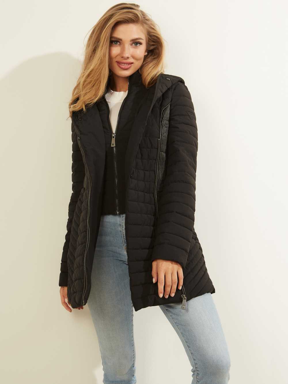 Black Women's Guess Oxana Quilted Jackets Australia Sale | 814TCKLWD