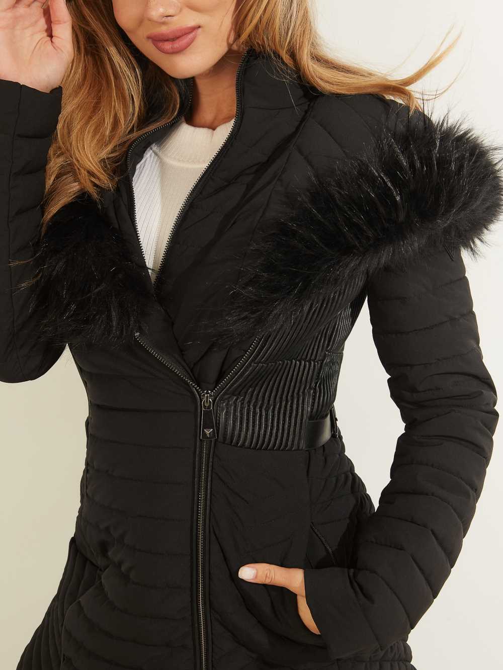 Black Women's Guess Oxana Quilted Jackets Australia Sale | 814TCKLWD