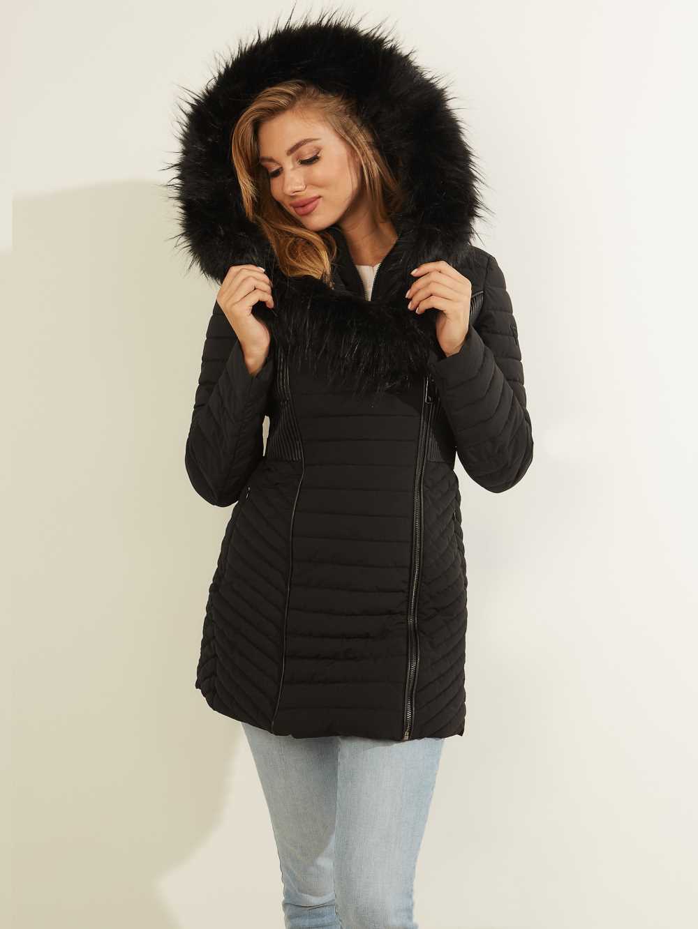 Black Women's Guess Oxana Quilted Jackets Australia Sale | 814TCKLWD