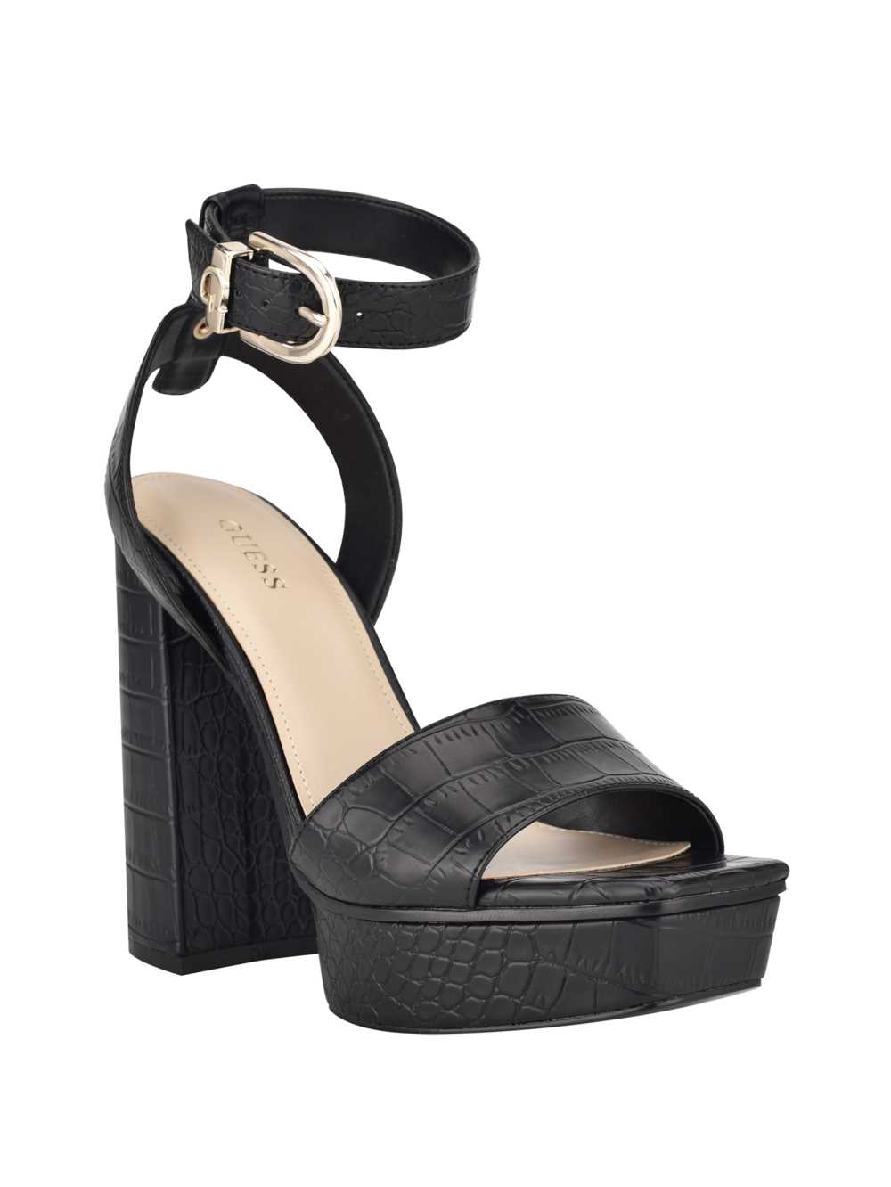 Black Women\'s Guess Rippa Croc Platform Platform Sandals Australia Sale | 043TCSGBX