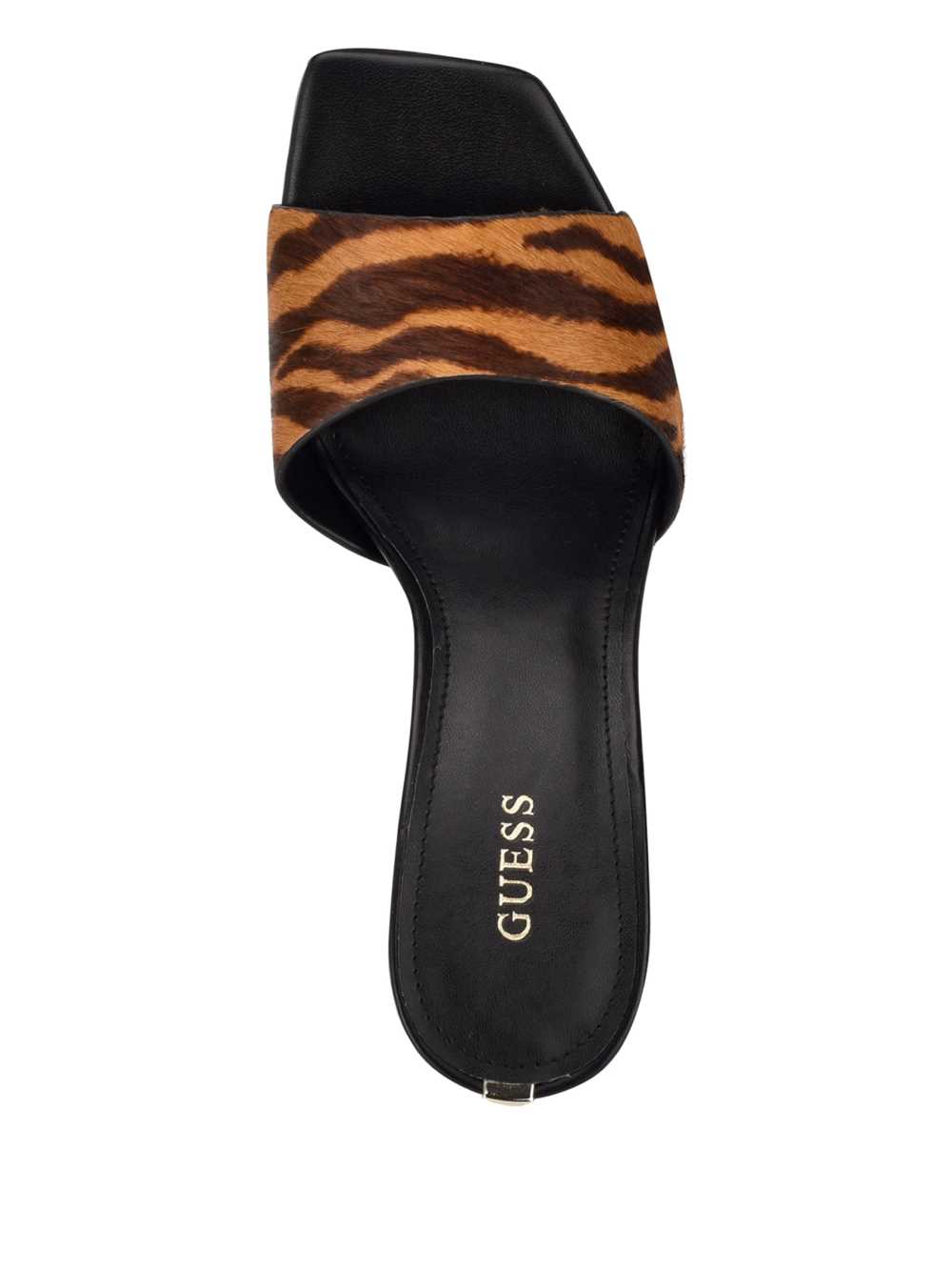 Black Women's Guess Seldiey Square-Toe Tiger Mules Mules Australia Sale | 904TEVCFI