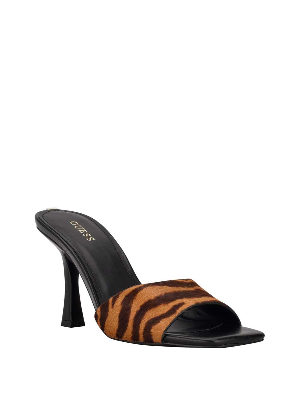 Black Women\'s Guess Seldiey Square-Toe Tiger Mules Mules Australia Sale | 904TEVCFI