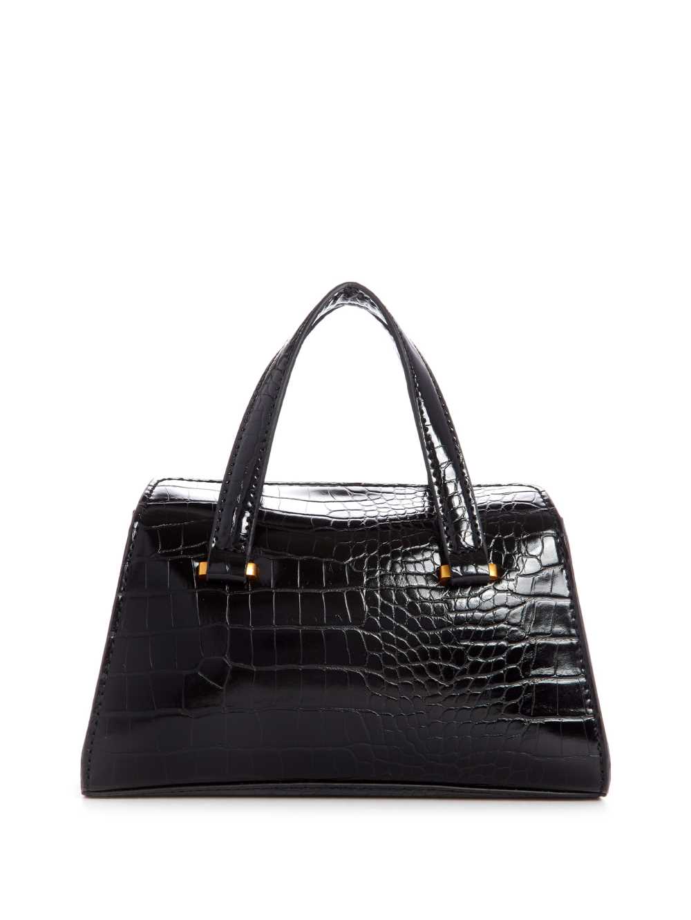 Black Women's Guess Stephi Croc Mini Satchel Bags Australia Sale | 534DQSMUJ