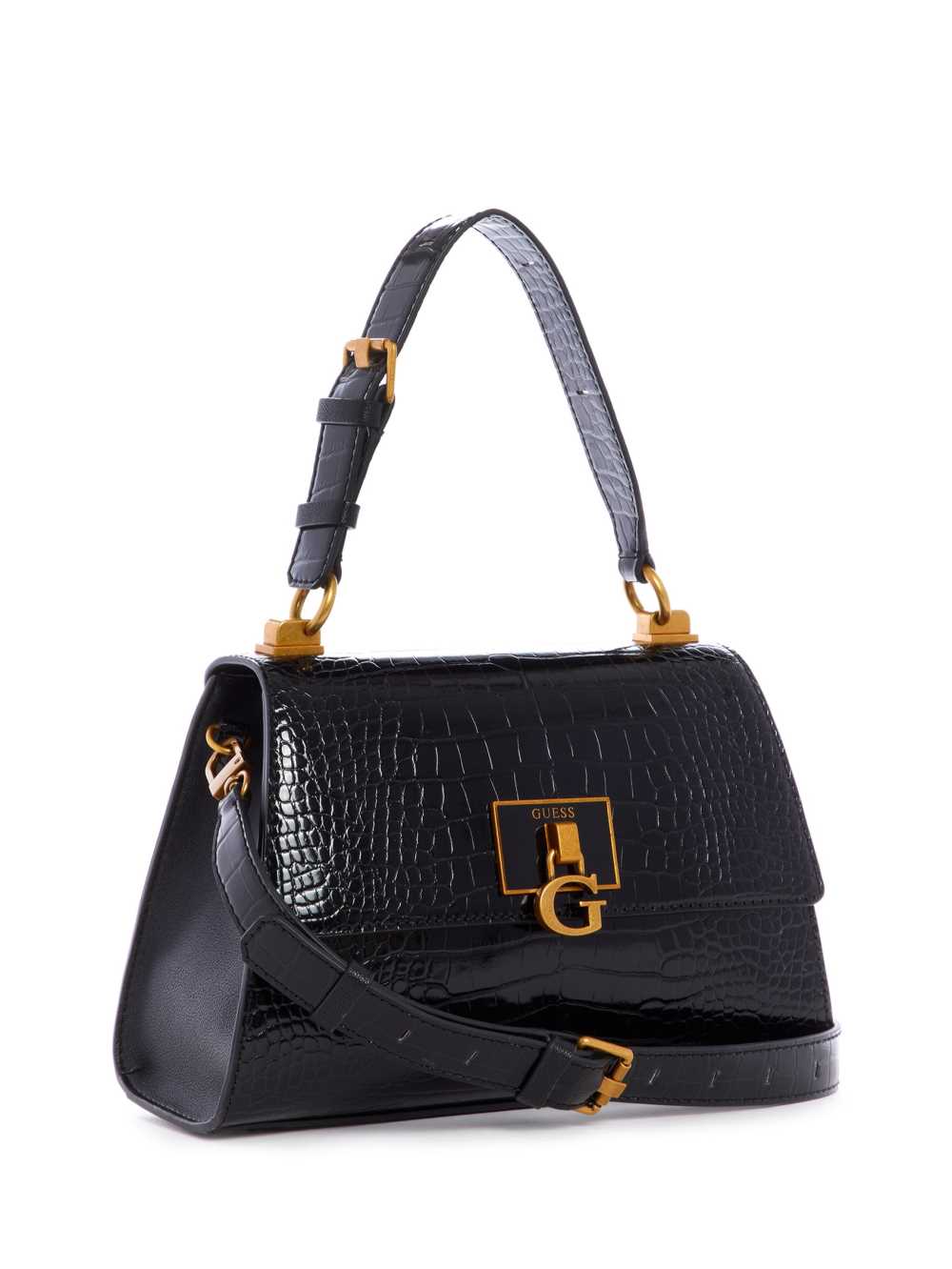 Black Women's Guess Stephi Top-Handle Flap Crossbody Bags Australia Sale | 932LTMCJO